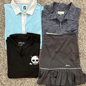 Lot of 4 women’s golf clothes. Footjoy, Greg Norman, Slazenger, Tattoo Golf.